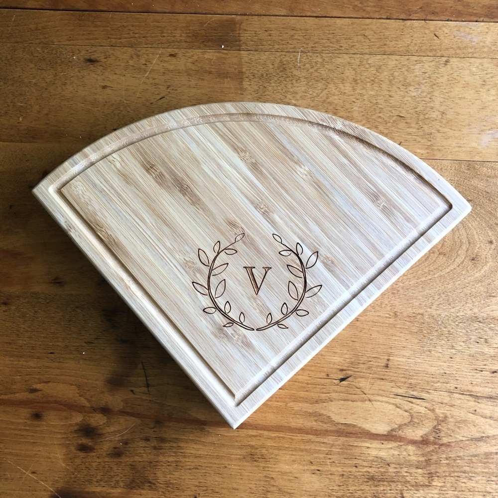 Monogrammed Bamboo Compact Swivel Cheese Board